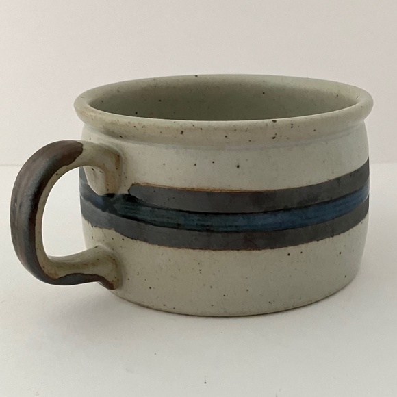 Horizon Otagiri Stoneware Round Soup Mug Blue and Brown Stripes - Picture 6 of 11